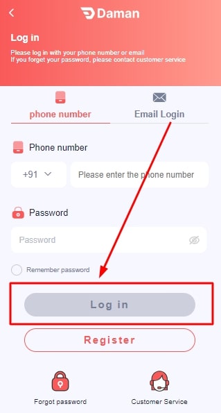 Click Login button