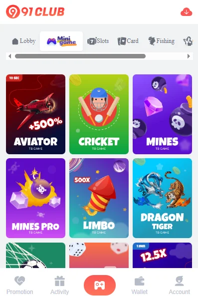 Games Available On 91 Club